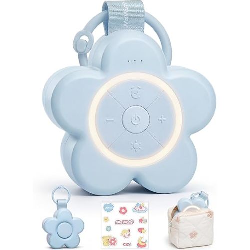 Mewaii Portable White Noise Sound Machine Baby | 25 Soothing Sounds | Rechargeable Travel Sound Machine for Kids with Night Light | Newborn Essentials Shower Gift | Nursery, Home, Sleep Aid (Blue)