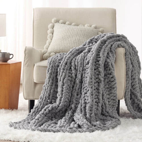Bedsure Essential Bedsure 100% Hand Knit Chenille Chunky Throw Blanket For Couch & Reviews | Wayfair