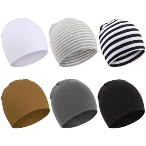 DRESHOW BQUBO 6 Pack Baby Hats for Boys Girls Unisex Baby Hat Soft Knit Cap Nursery Beanie for Newborn Infant Toddler Kid