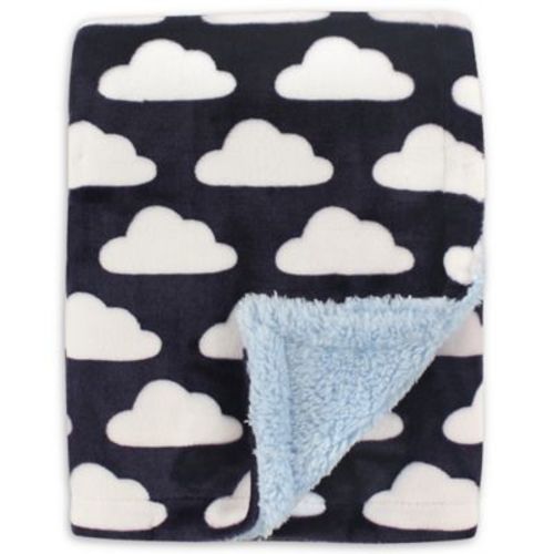 Hudson Baby® Cloud Sherpa-Lined Blanket in Blue - MULTI - 28" X 28"