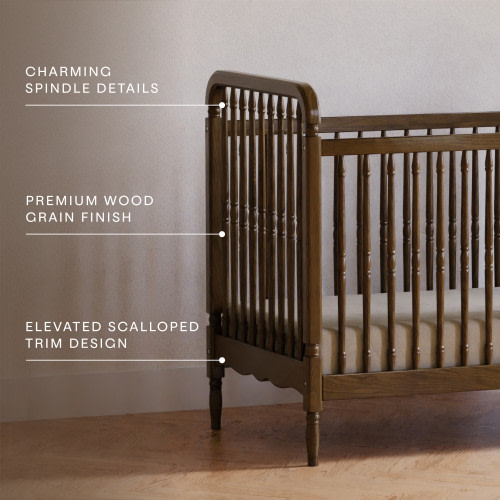 Liberty 3-in-1 Convertible Spindle Crib with Toddler Bed Conversion Kit - Natural Walnut