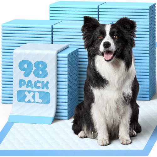 Powools Puppy Pads, Extra Large, 6-Layer Leak-Proof and Super Absorbent, 98 Count, 34” x 28”