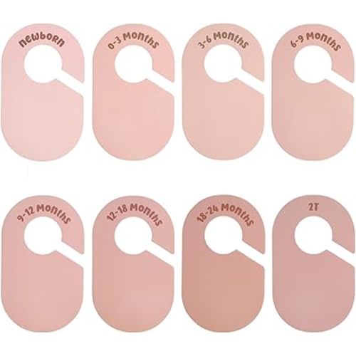 BOXOB 8pcs Double-Sided Baby Clothes Size Dividers, Portable Nursery Closet Organizer Neutral Closet Size Separators for Baby Boy Girl Wardrobe Organization