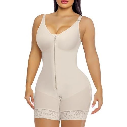 YIANNA Fajas Colombianas Fajas moldeadoras posparto para mujer, control de abdomen, levantador de glúteos, moldeador de cuerpo con cremallera en la entrepierna