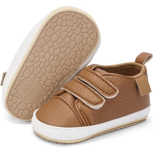 BACSAC Baby Boys Girls Walking Shoes Lightweight Easy On/Off PU Leather Infant Sneakers Newborn Walkers with Non-Slip Sole