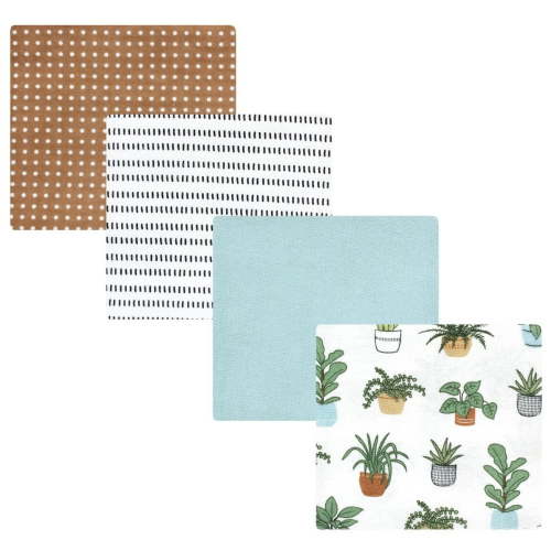 Hudson Baby Cotton Rich Flannel Receiving Blankets, Plants, One Size