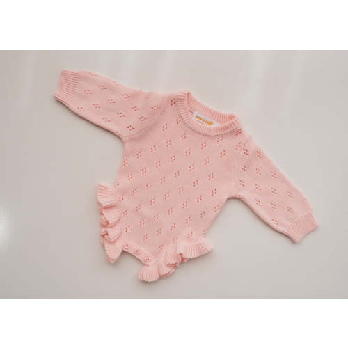 Frill Knit Pointelle Romper | Baby Pink – Little and Fern