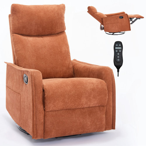 Latitude Run® Heat Massage Manual Recliner Chair With Rocker And Swivel In Fabric For Living Room | Wayfair