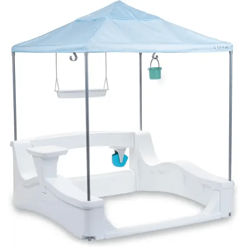 Step2 Vero Kid Cabana, Shaded Poolside Retreat with Water Play and Snack Station, Fade-Resistant, Waterproof, Easy Assembly, White