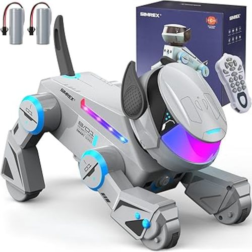 Robot Dog Toys for Kids – Smart Interactive Robot Puppy with Bluetooth,Touch Sensor, Dance Tricks, LED Eyes, 2 Rechargeable Batterys, Gift for Kids Boys and Girls(Gray)