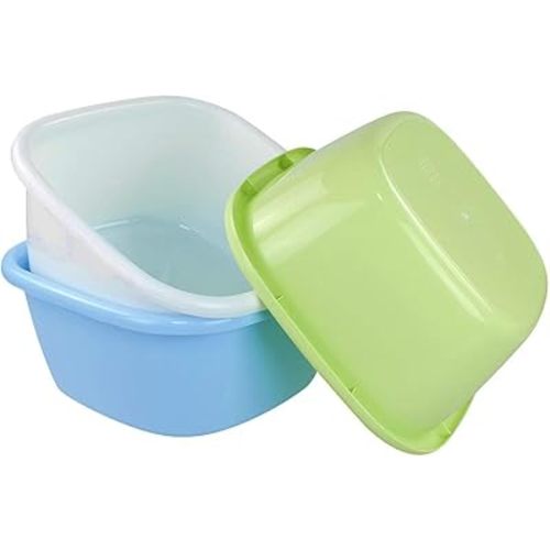 Plastic Square Dish Pan, Washing Basin, 16 Quart, 3 Packs
