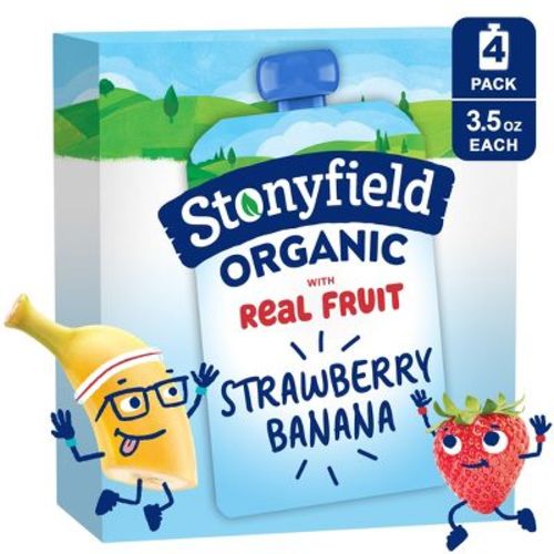 Stonyfield Organic Kids' Strawberry Banana Yogurt - 4ct/3.5oz Pouches