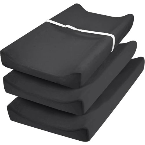 david's Kids 3 Pack Changing Pad Cover Set, Ultra Soft Breathable Cozy Microfiber Diaper Change Table Sheets for Baby Girls, Fit Most Changing Pads, Black