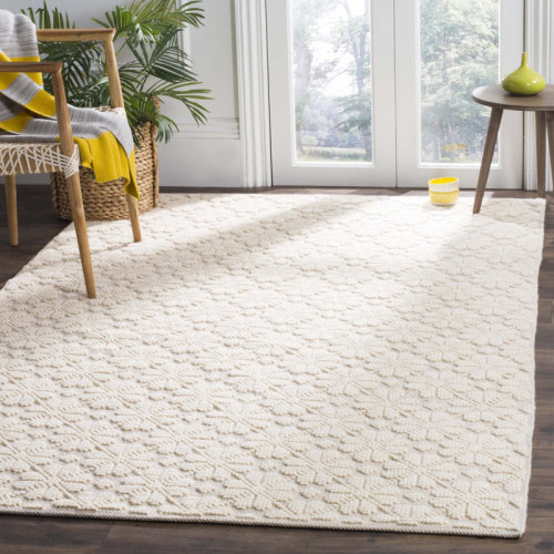 Red Barrel Studio® Vermont Hand Woven Wool/Cotton Geometric Rug in Ivory & Reviews | Wayfair