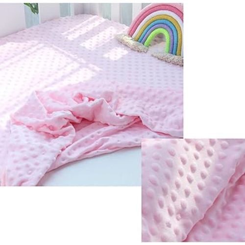 Fitted Crib Sheets, 100% Soft Breathable Microfiber Baby Sheet, Fits Standard Size Crib Mattress 28in x 52in,Pink Minky Dot Nursery Sheet