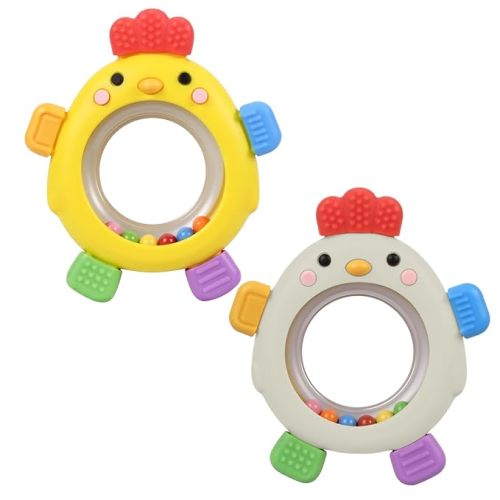Sensory Toys for Babies, 2 Pack Baby Teething Rings Toys for 0-3 3 6-12 Months Baby Rattle Teether Silicone Teether Relief Chew Soothing,BPA Free,Sore Gums Babys Teethers Toys