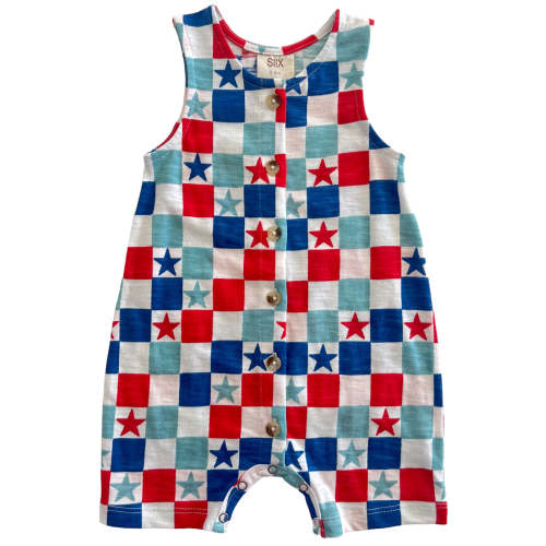 Red, White & Blue Checkerboard / Organic Bay Shortie