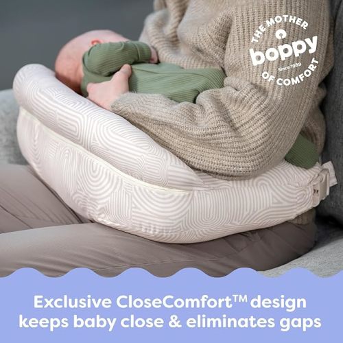 Boppy Complete Nursing Pillow, Breastfeeding & Bottle Feeding Ergonomic 2-in-1 Feeding Pillow with Removable Belt, CloseComfort No-Gap Design, Full-Length Bolster, Washable Cover-Oat Retro Arches