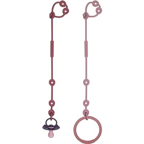 Toy Straps for Baby, Silicone Pacifier Clips, Silicone Adjustable Stretchable Pacifier Teether Straps for Strollers, High Chair, Cribs, Hanging Baskets, Car Seat, Shopping Trolley, BPA Free, 2 Pack