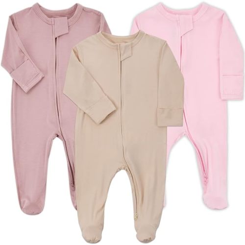 Aablexema 3pcs Baby Footed Pajamas Rayon of Bamboo