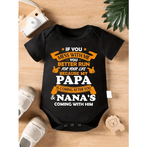 funny mess letter print baby bodysuit soft - Temu