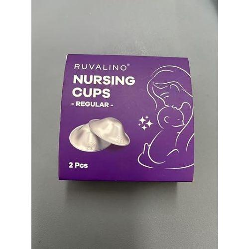 RUVALINO Original Silver Nursing Cups, Breastfeeding Essentials Nipple Shields for Nursing Newborn, Nipple Cover for Breastfeeding, Healing Cups for Sore Nipple Relief, FSA or HSA Eligible (Regular)