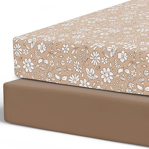 Pobibaby – 2 Pack Crib Sheets Girl, Premium Fitted Baby Crib Sheets for Standard Mattress – Ultra-Soft Jersey Knit, Safe and Snug, Stylish Floral Design (Meadow)