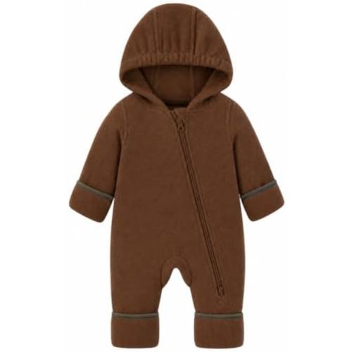 JiAmy Newborn Baby Fleece Hooded Romper Boys Girls 0-24M, Winter Snowsuit