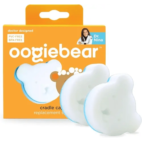 oogiebear Cradle Cap Sponge Replacement Set - Gentle & Effective Baby Scalp Care, Soft Sponge Refills for Cradle Cap Brush, 0+ Months, 2-Pack