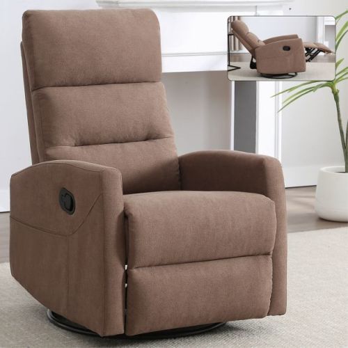 Manual Recliner Chair, 360° Swivel Rocker Recliner for Small Space, Fabric Glider Recliner Nursery Chair, Rocking Recliner Chair for Living Room