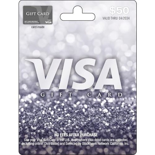 Visa Physical Gift Card $50 (plus $4.95 Purchase Fee)