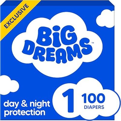 Big Dreams Baby Diapers, Size 1 (8-14 lbs), 100 Count