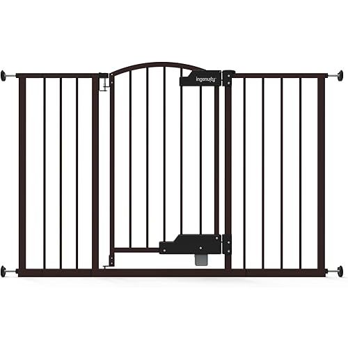Ingenuity Easy Open Baby Gate & Dog Gate, Hands-Free Open Patent-Pending Foot Pedal, 27.5"-52" Wide, 28" Tall, Hardware or Pressure Mounted, Install in Doorway, Bottom of Stairs, or Wall - Espresso