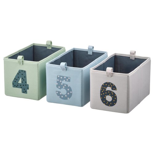 BARNDRÖM Box, set of 3 - green blue/beige 6 ¾x10 ¾x6 ¾ "