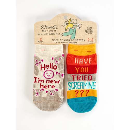 Hello I'm New Here/ Have You Ever Tried Screaming??? Baby Socks