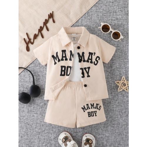 3pcs/Set Baby Boys' Letter Printed Casual Sports Shirt, Short Sleeve T-Shirt And Shorts Set For Summer