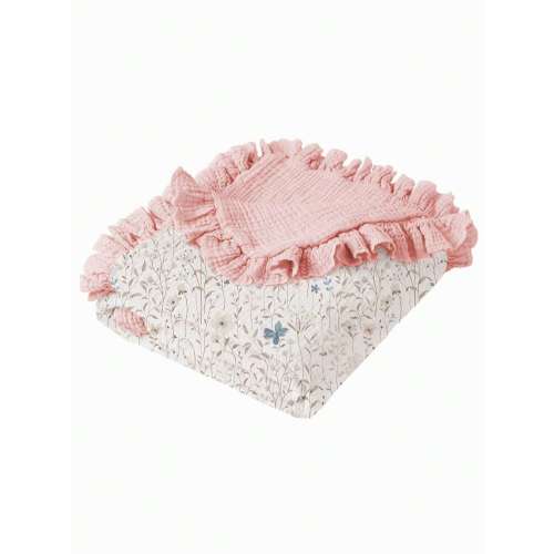 1pc Soft Cotton Floral Baby Blanket With Ruffled Edges, Cozy Infant Nursery Blanket | SHEIN USA