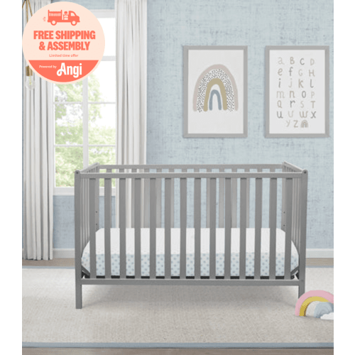Delta Children Heartland 4-in-1 Convertible Crib, Greenguard Gold Certified, Gray