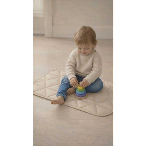 QUILTED LEATHER MAT | CREAM