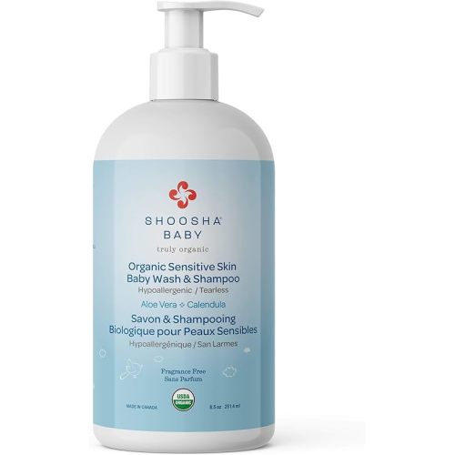 Shoosha USDA certified Organic Shampoo and Body Wash for babies and kids, Great for Sensitive Skin, All natural made from food grade ingredients, Fragrance and Tear Free, Hypoallergenic