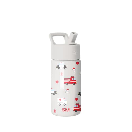 Simple Modern Kids Water Bottle & Toddler Cup | 14oz | Fire Truck | Insulated Stainless Steel Toddler Water Bottle, Kids Tumbler with Straw | Spill Proof for School Girls Boys | First Responder