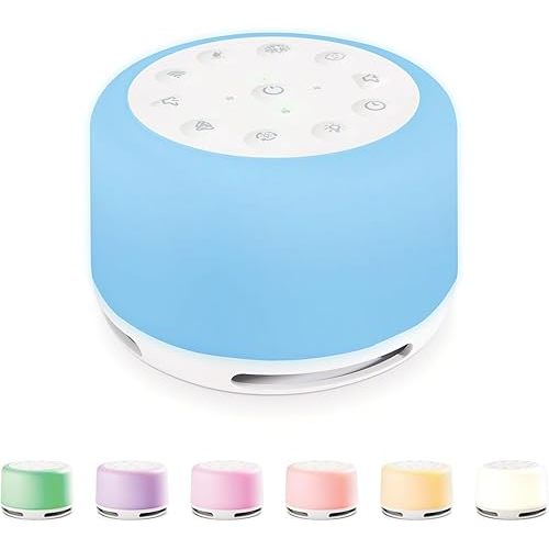 Homedics SoundSleep Aura, Sound Machine for Better Sleep, 7-Color Mood-Enhancing Light, 28 Soothing Sounds, Bluetooth Compatible, Meditation & Mindfulness Aid, Portable