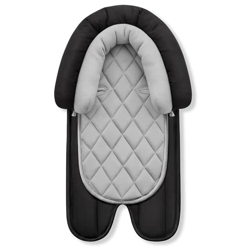 Pro Goleem Car Seat Head Support Infant, Soft Infant Car Seat Insert, 2 in 1 Carseat Head Support for Newborn, Perfect for Car Seat, Stroller, Swing, Bouncer, Gray and Black
