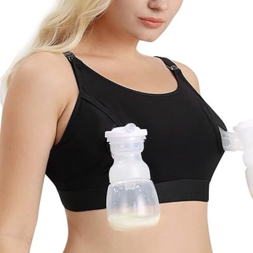 Momcozy Hands Free Pumping Bra, Adjustable Breast-Pumps Holding and Nursing Bra, Suitable for Breastfeeding-Pumps by Lansinoh, Philips Avent, Spectra, Evenflo and More Mocha at Amazon Women’s Clothing store