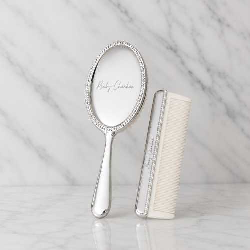 Luxury Personalized Silver Baby Brush Set