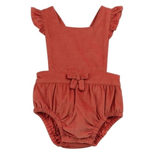 Organic Flutter-Sleeve Bubble Bodysuit, Apricot