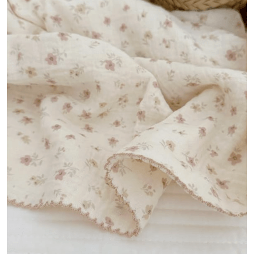 BuLuTu 100% Cotton Muslin Toddler Girls Blanket Pink Floral,47"x51"