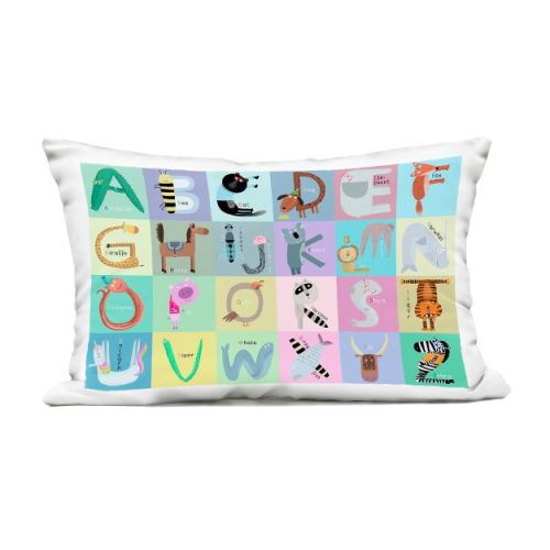 Stupell Industries Whimsical Animal Alphabet Outdoor Decorative Throw Pillow, 14 x 20