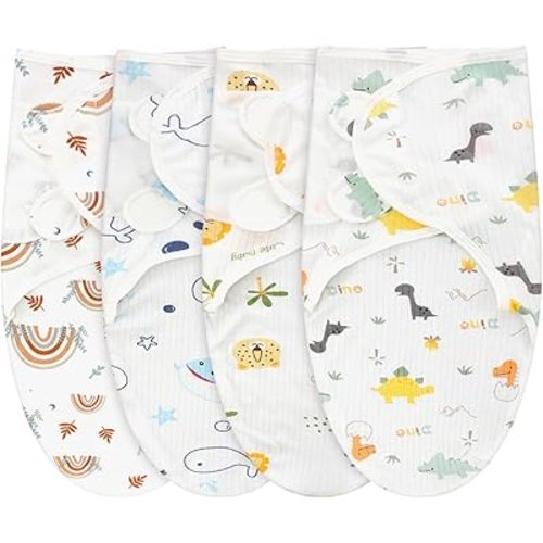 Newwiee 4 Pcs Preemie Baby Swaddle Wrap Adjustable Cotton Preemie Swaddle Blanket for Newborn Boys Girls(Pink Heart,Fit for Preemies)