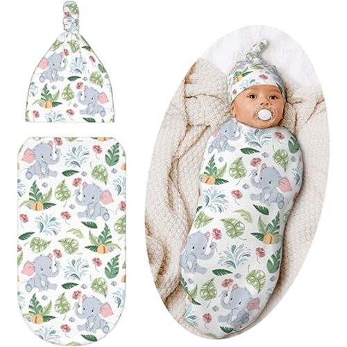 Elephant Swaddle Blanket for Baby, Soft Swaddling Sack for Newborn, Elephant Stuff for Baby